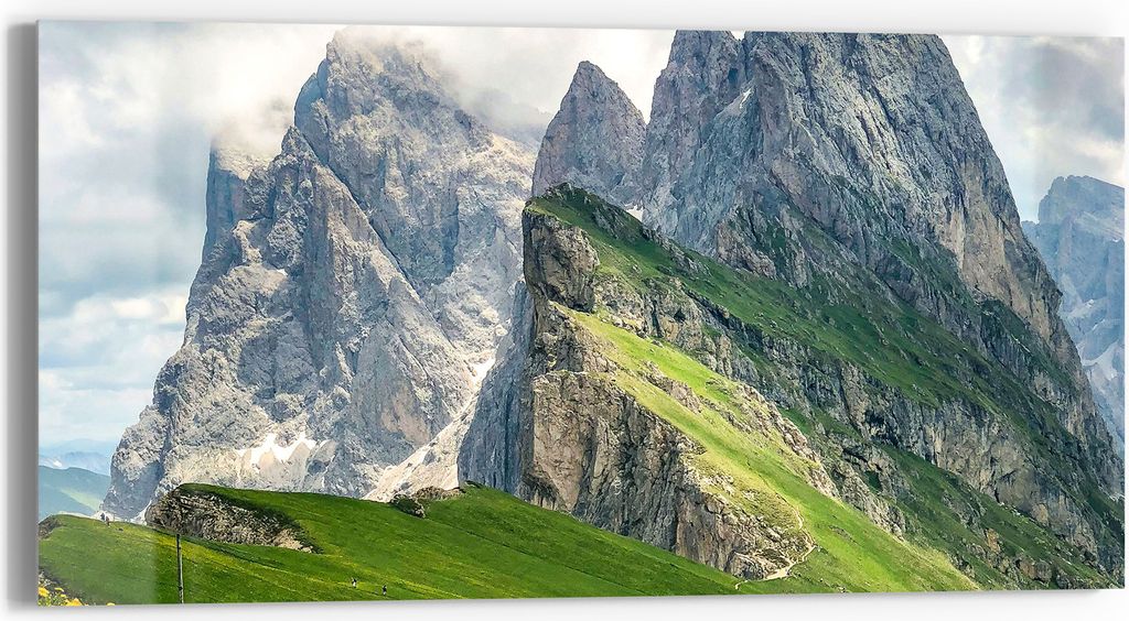 DEQORI Glasbild Echtglas 60x30 cm 'Dolomitenzauber' Wandbild Bild modern Deko