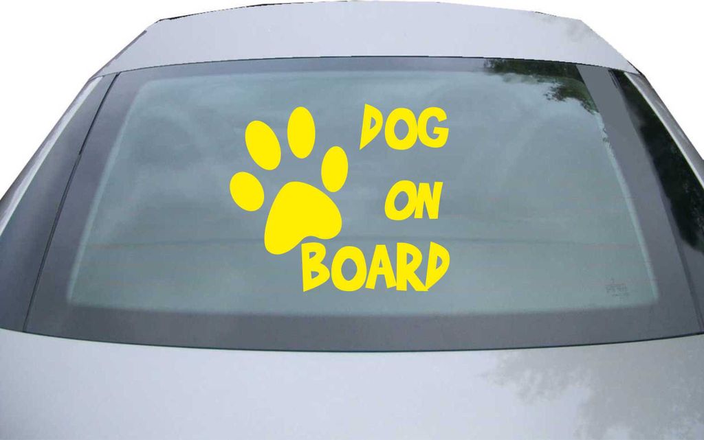 Indigos UG - Aufkleber Heckscheibe & Motorklappe DE2270 - gelb - 600x514 mm - Dog on Board - Auto Scheiben Fenster Heckklappe Tuning Racing JDM - D...
