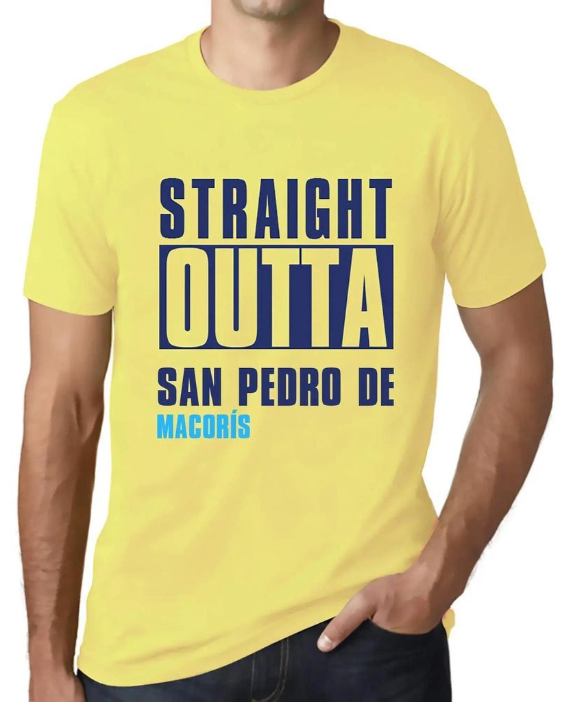 Herren Grafik T-Shirt Straight Outta San Pedro De Macorís Öko-Verantwortlich Vintage Jahrgang Kurzarm Lustige Druck Geburtstag Geschenk Mann