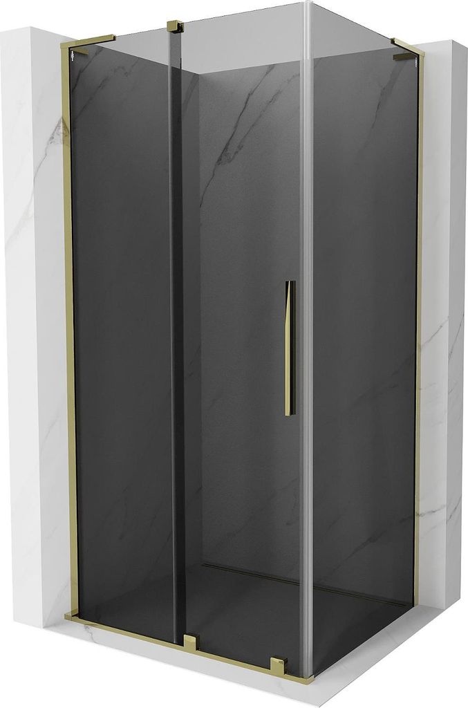 Mexen Velar L Duschkabine schiebbar 120 x 110 cm, Grafit, Gold - 871-120-110-43-50