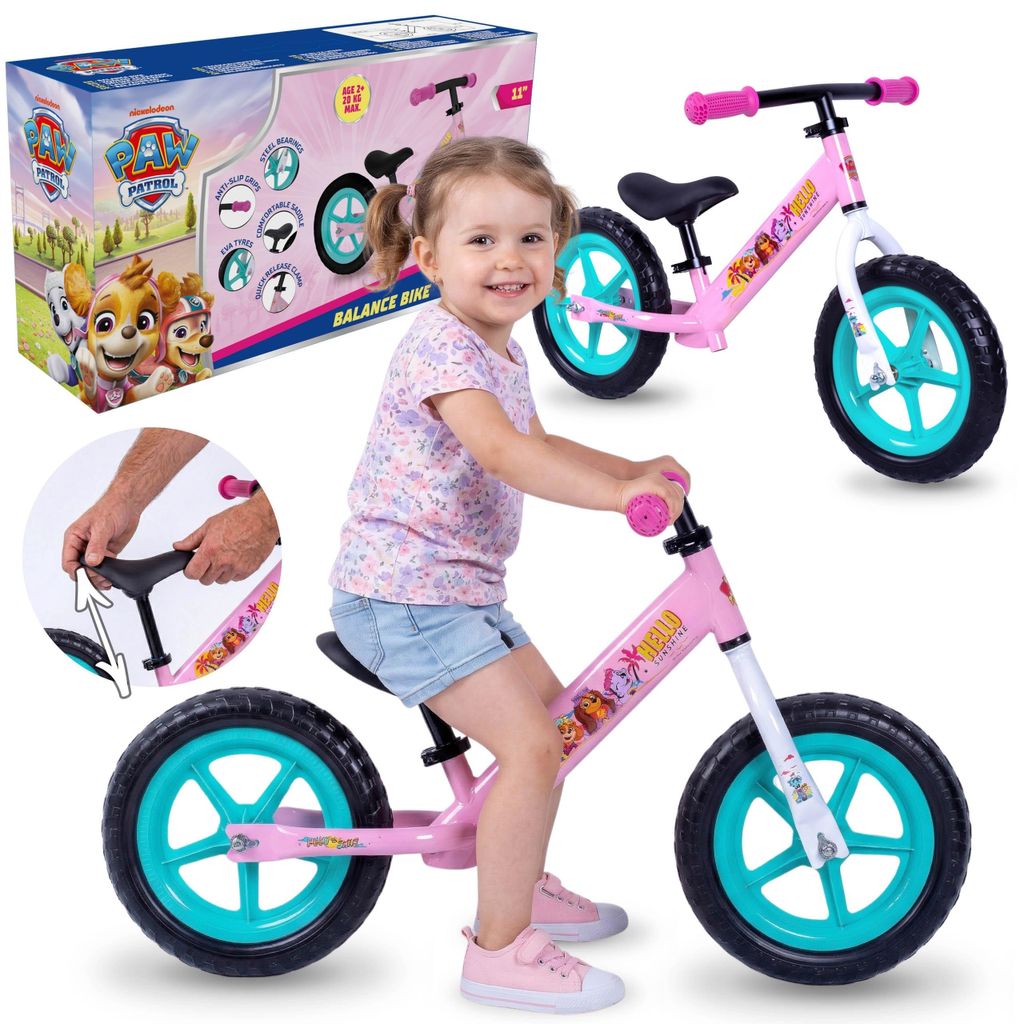 Paw Patrol leichtes Laufrad für Kinder aus Metall, höhenverstellbar, mit wartungsfreien 11-Zoll-EVA-Rädern