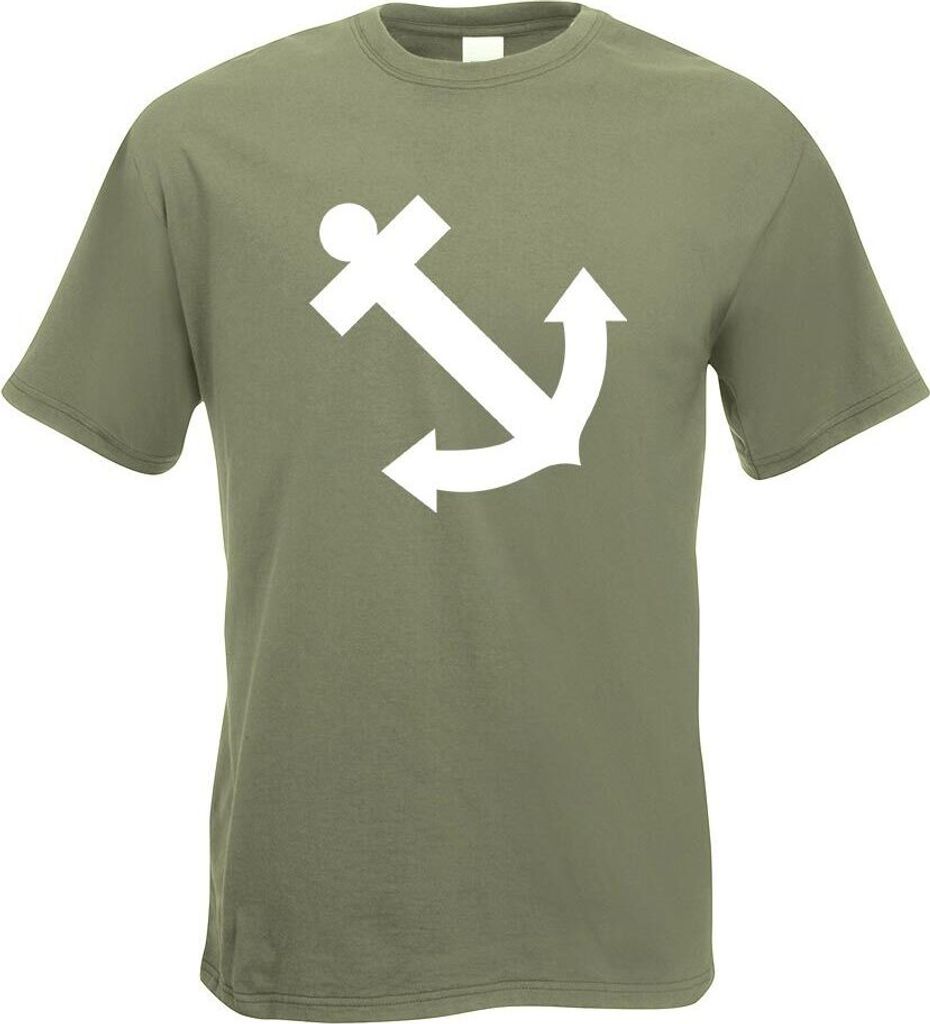 Kiwistar - T-Shirt - Olive - Anker Motiv2 Motiv Bedruckt Funshirt Design Print - mit Motiv Bedruckt - Funshirt Design - Sport - Freizeit - Herren -...