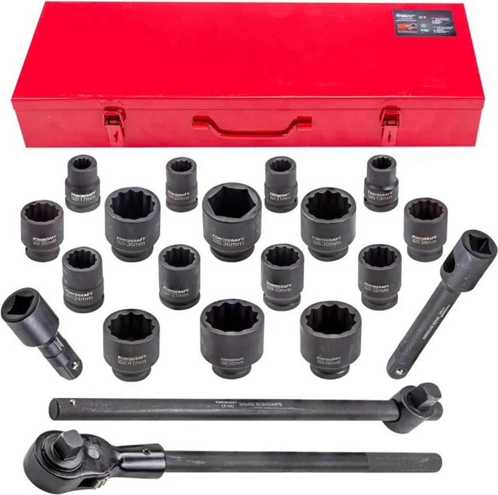 Offerta Set 21 Pezzi Forcekraft 3/4 Pollici | Bussole per Mezzi Pesanti