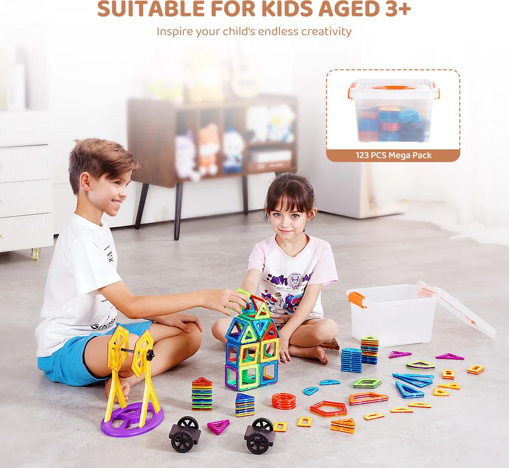 Blocs de Construction Magnétiques VEVOR Kit STEM Éducatif 123 Pcs - 4