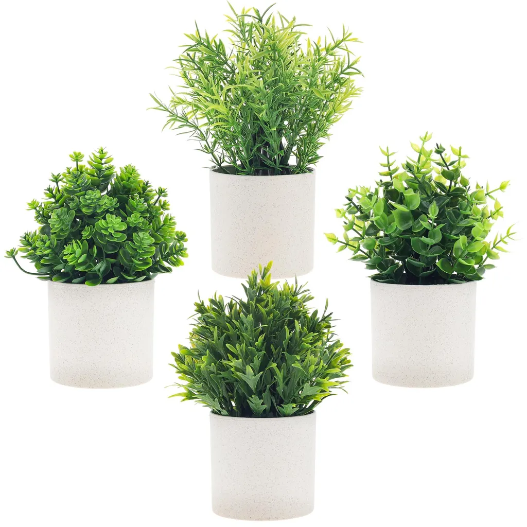 Plantes artificielles en pot de fougères et eucalyptus synthétiques