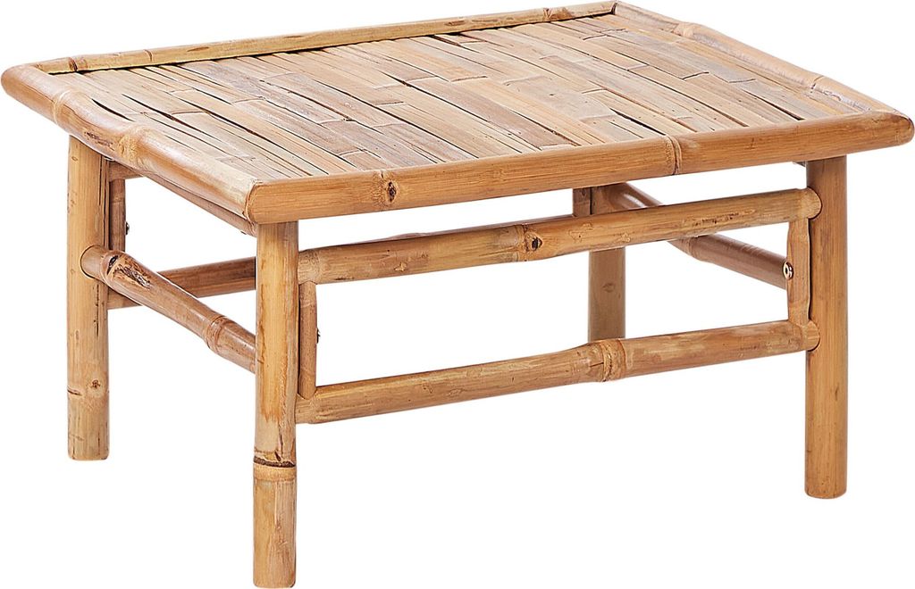 BELIANI Couchtisch Hellbraun Bambusholz 64 x 55 cm Rechteckig Niedrig Boho Rustikal Outdoor Terrasse Balkon Ausstattung Beistelltisch