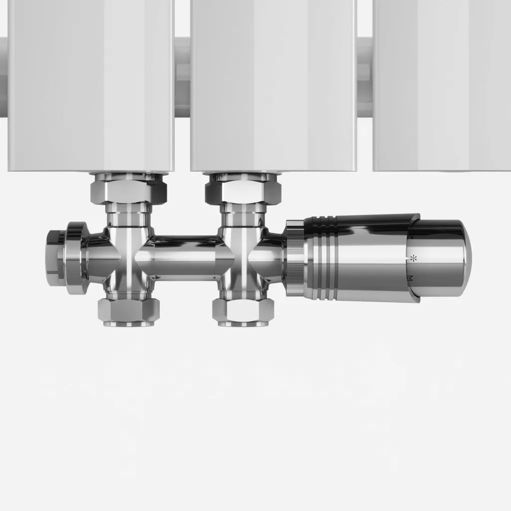 Valvola Termostatica Multiblocco ELEGANT Cromo per Termoarredo Design - 10