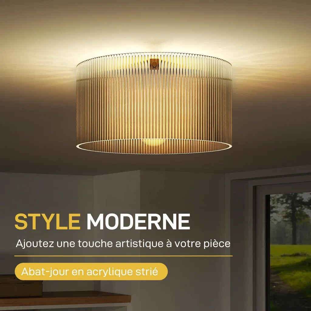 Lustre plafonnier LED E27 design transparent pour salle à manger - 6