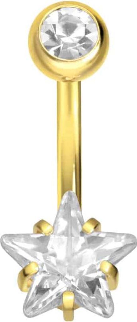 Bauchnabelpiercing Titan Bananabell mit Innengewinde EINGEFASSTER KRISTALLSTERN