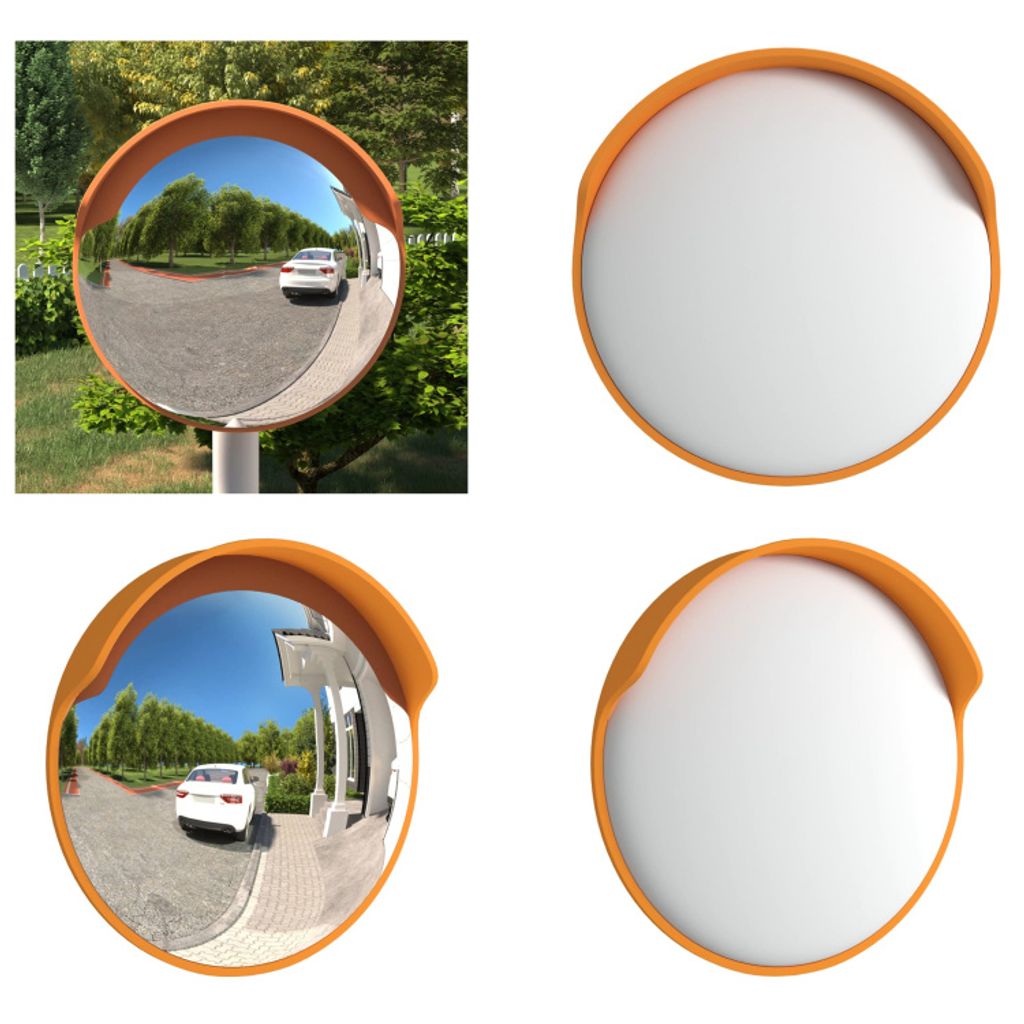 vidaXL Verkehrsspiegel Konvex Outdoor Orange Ø30 cm Polycarbonat - Verkehrsspiegel - Sicherheitsspiegel - Panoramaspiegel - Spiegel Konvex