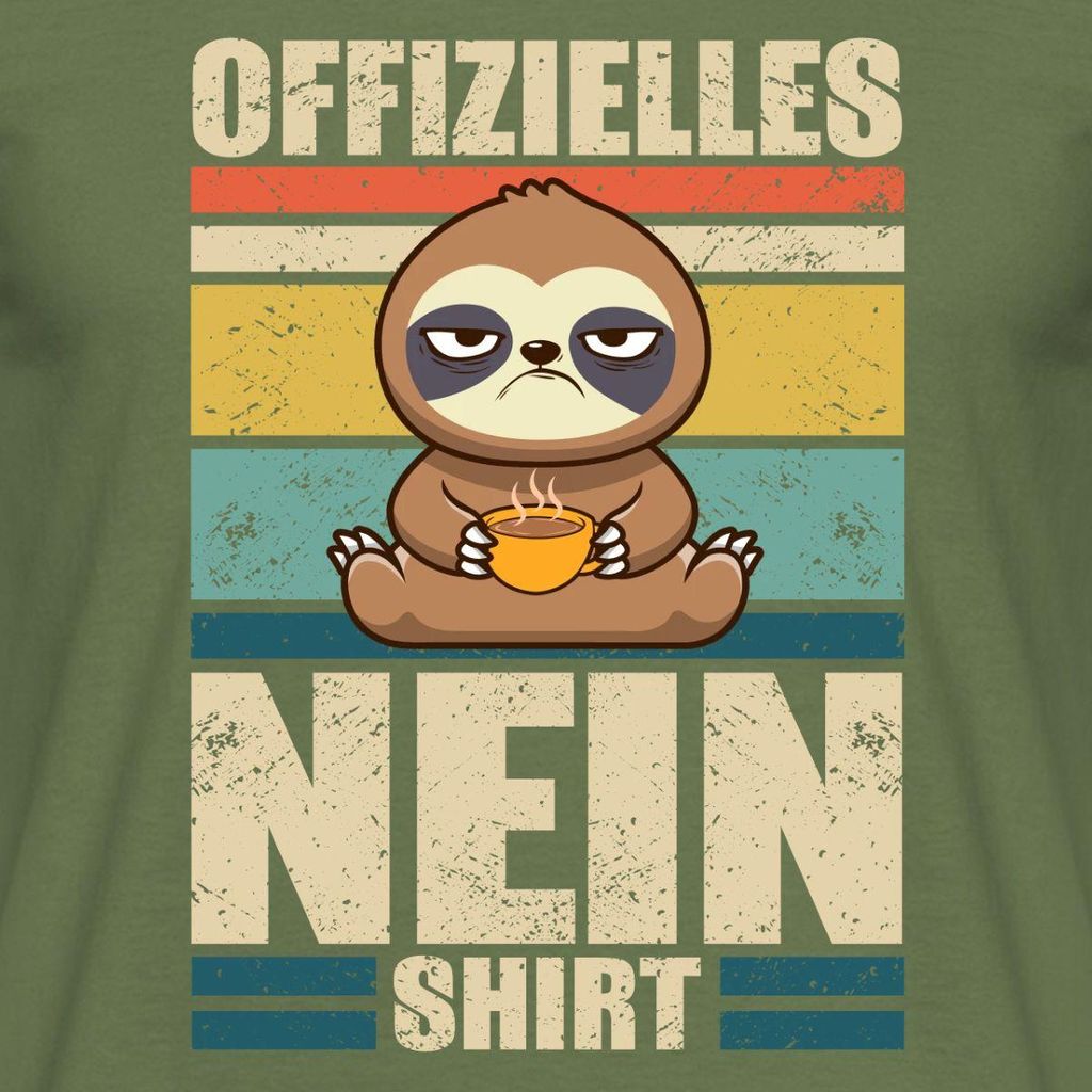 Spreadshirt Offizielles Nein Shirt | Faultier Humor Männer T-Shirt, S, Militärgrün