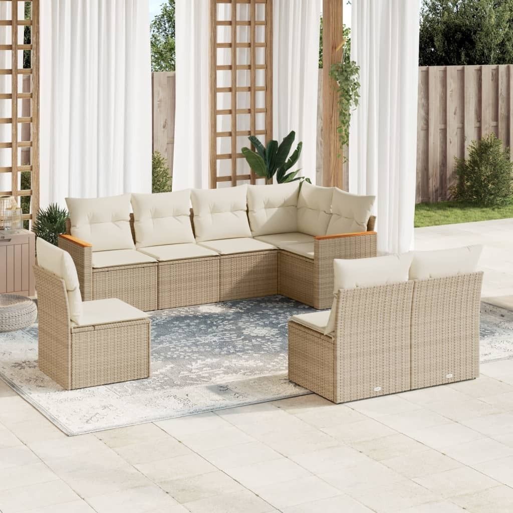 Maison Exclusive - 8-tlg. Garten-Sofagarnitur mit Kissen Beige Poly Rattan