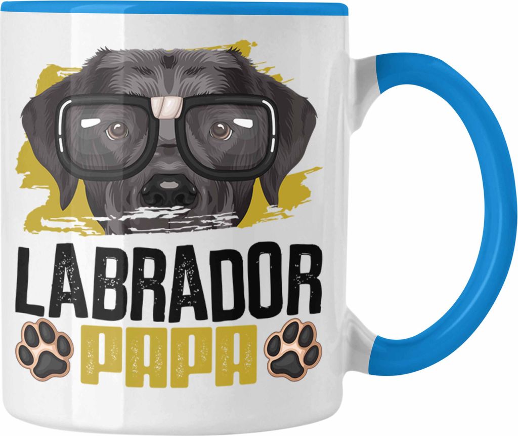 Trendation - Labrador Papa Besitzer Tasse Geschenk Lustiger Spruch Geschenkidee Labrador Liebhaber (Blau)