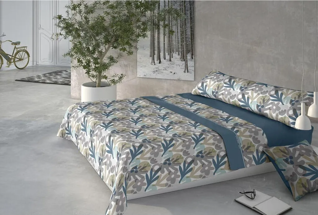 Parure de Draps Pierre Cardin Coral Lili Blue pour Lit 135 cm