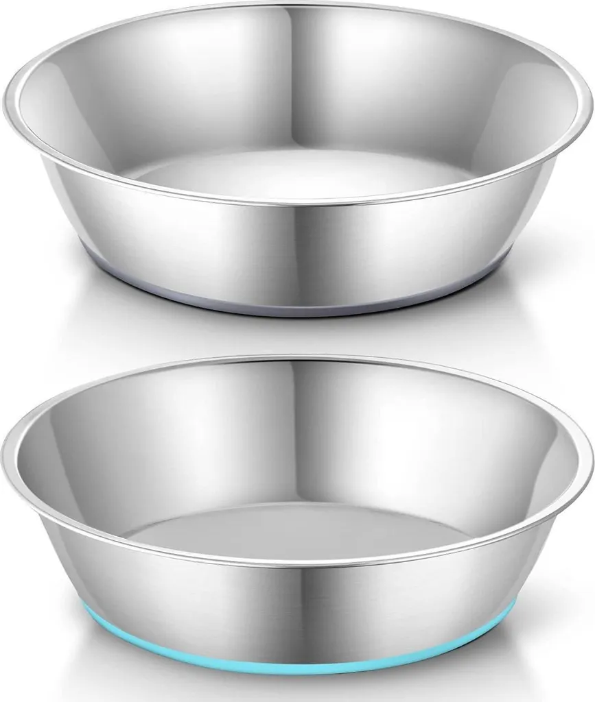 Gamelle Inox Antidérapante 425ml Stable et Hygiénique - Lot de 2 Bols