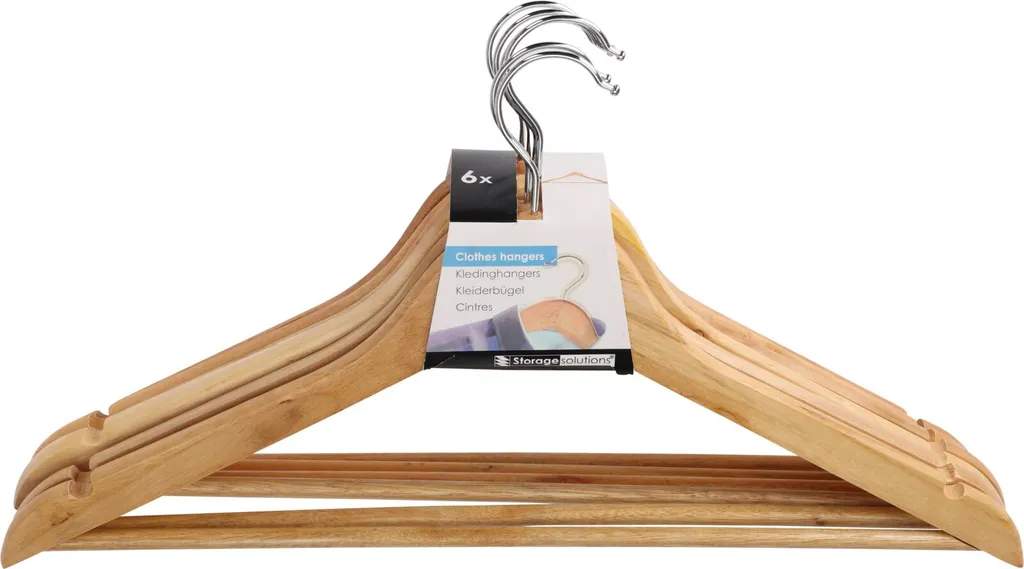 6 Cintres bois pour jouets avec emballage carton pour penderie enfant