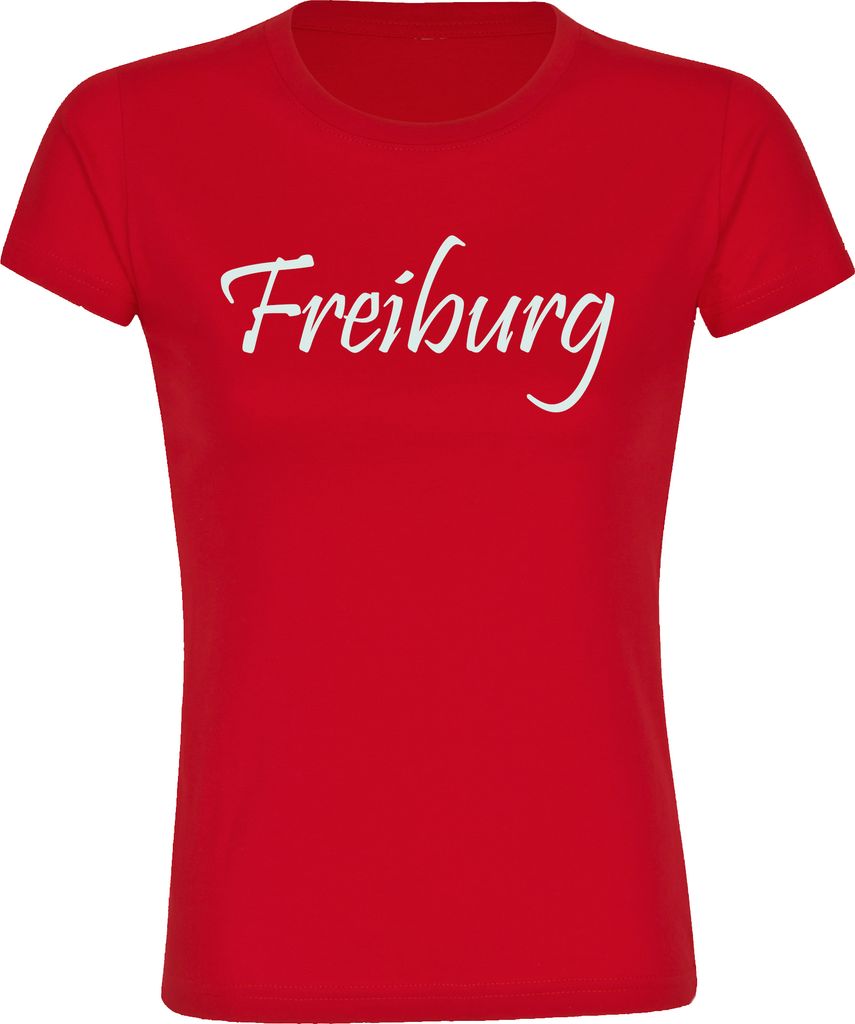 multifanshop Damen T-Shirt - Freiburg - Schriftzug, rot, Größe 3XL