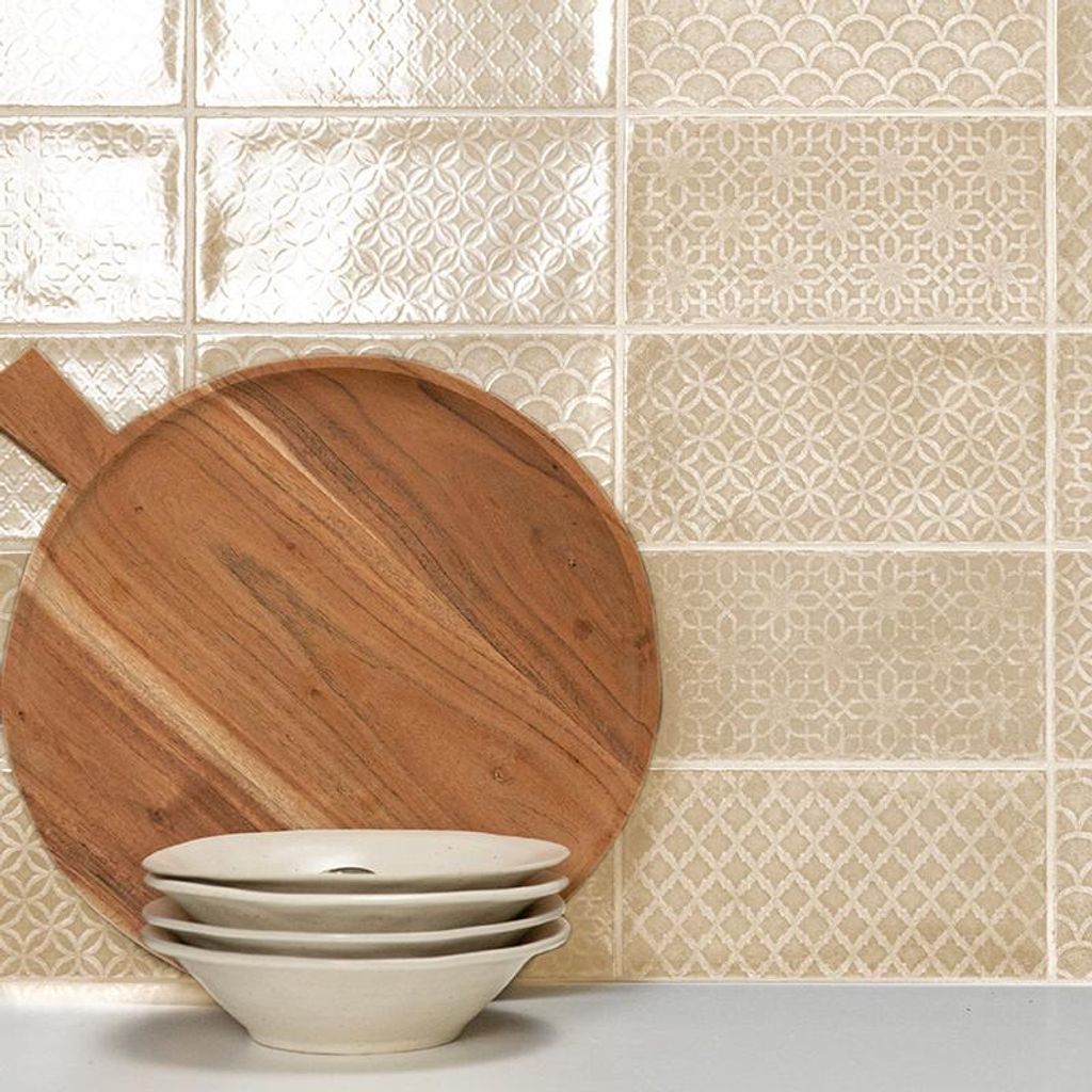 Fliese Camben Elfenbein Nachbildung Beige Glänzend | 10x20 cm | 1 m²/s