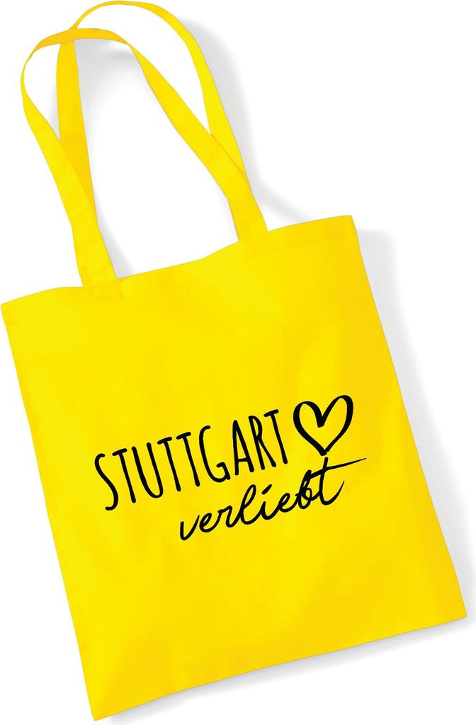 Huuraa Jutebeutel Stuttgart verliebt 10 Liter Yellow Baumwolle Tasche Geschenkidee