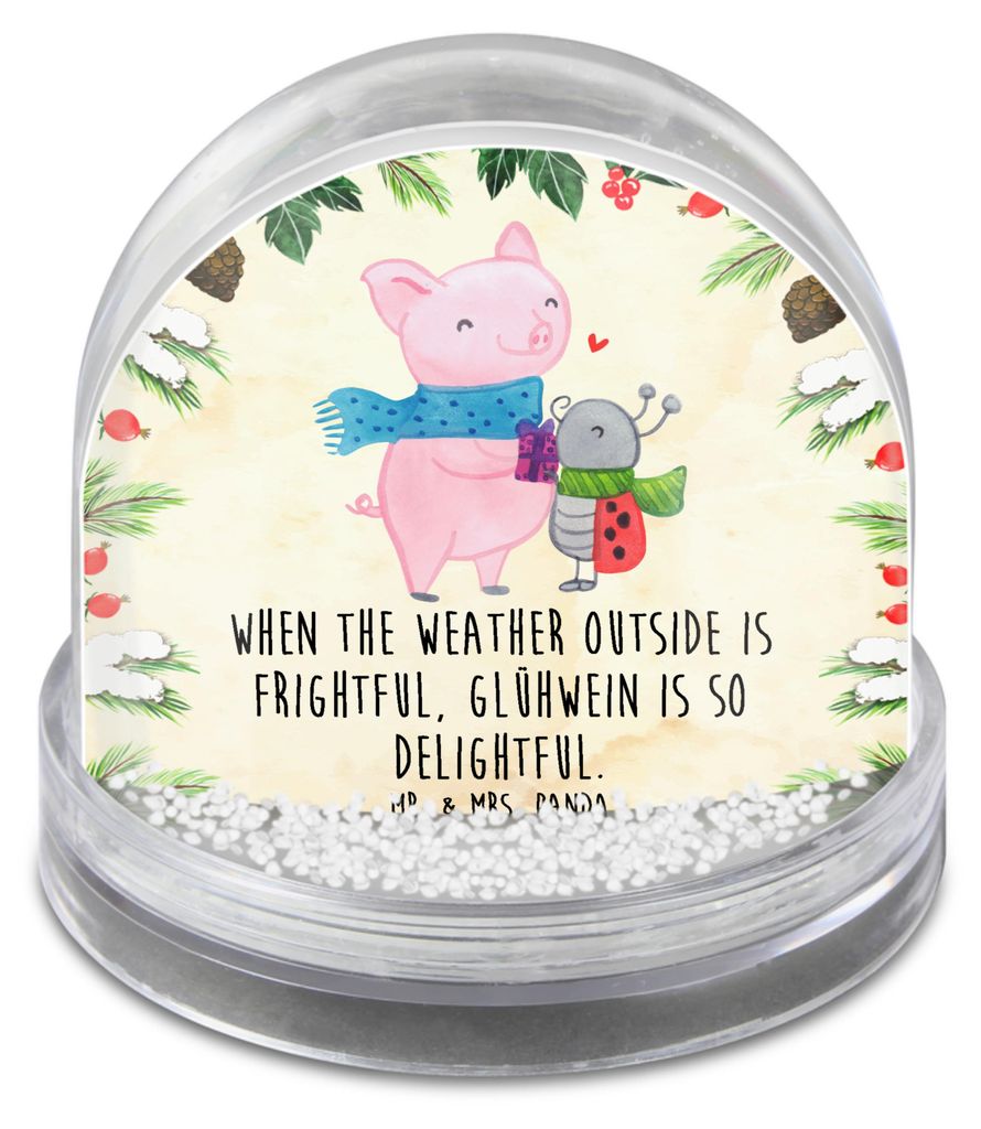 Mr. & Mrs. Panda Weihnachts Schneekugel Glühschwein Smörle - Naturpapier - Geschenk, Glühwein Ist Köstlich Spruch, Dekokugel, Weihnachten, wass...