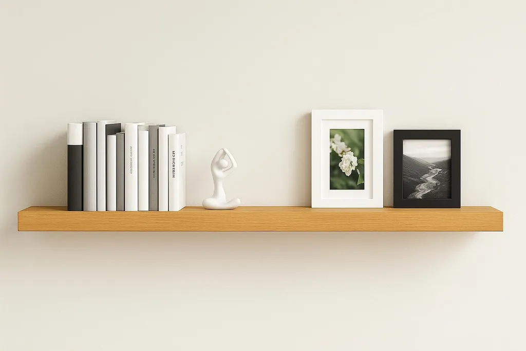 Scaffale in legno massiccio di quercia, 100x15x3 cm, montato a parete, scaffale classico