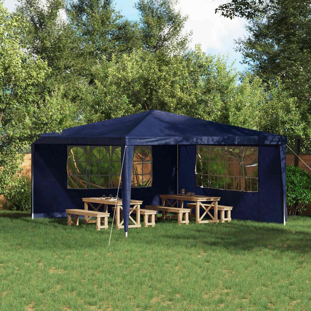 Möbel Party Zelt Seitenteil 2 pcs 400 x 195 cm Blau PE und StahlPavillons & Partyzelte - Pavillons & Partyzelte c7319