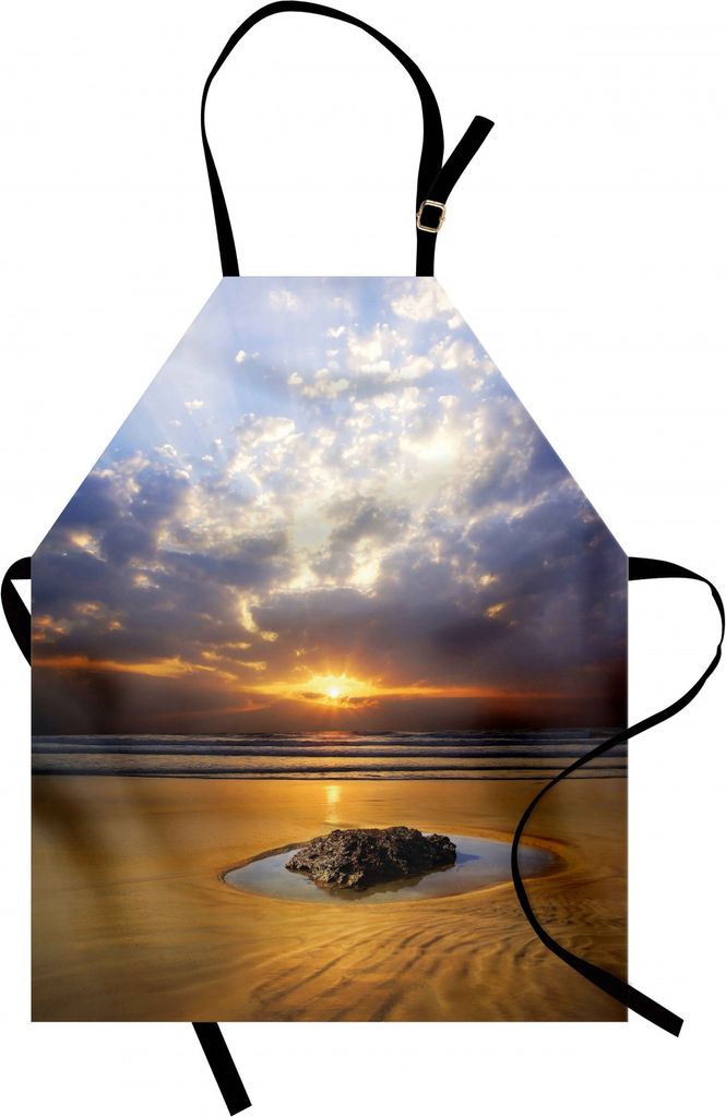 ABAKUHAUS Ozean Kochschürze, Reflexion des Sonnenuntergangs auf der Küste Sunbeams bewölkter Himmel-Touristenattraktions-Bild, Farbfest Höhenve...