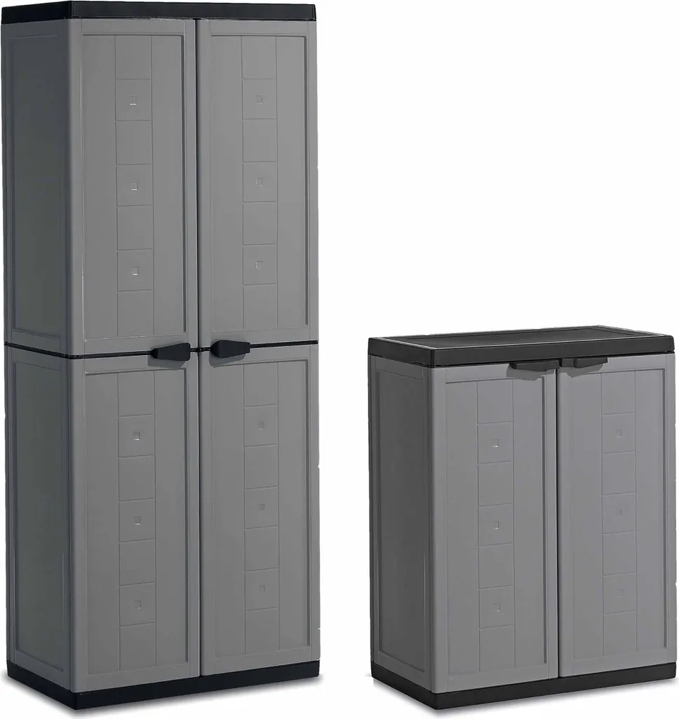 Armoire de garage Keter Jolly avec étagères réglables - Set de 2 pièces