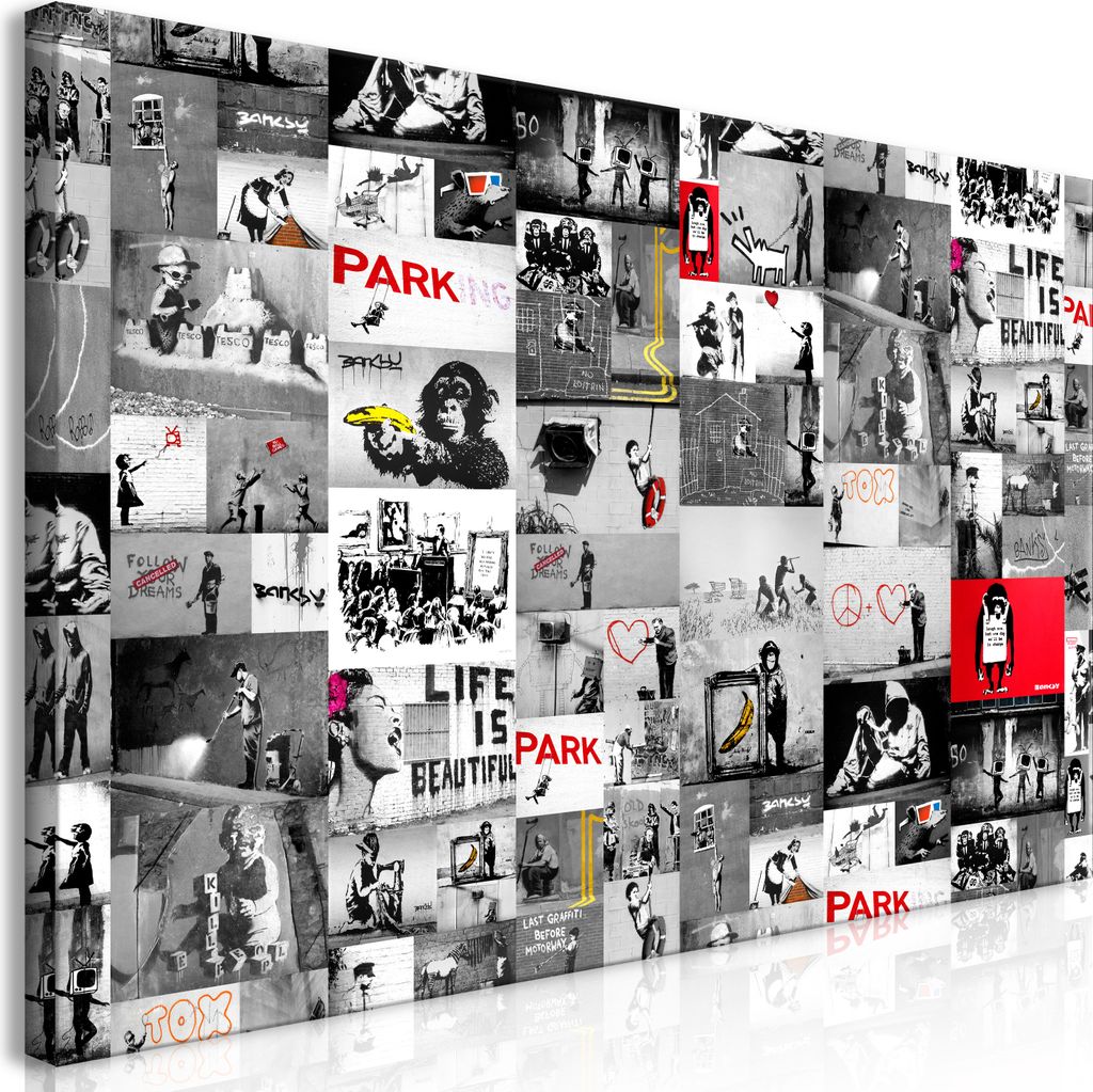 Wandbild Mega XXXL Banksy Collage 250x125 cm Einteiliger Produktbild 
