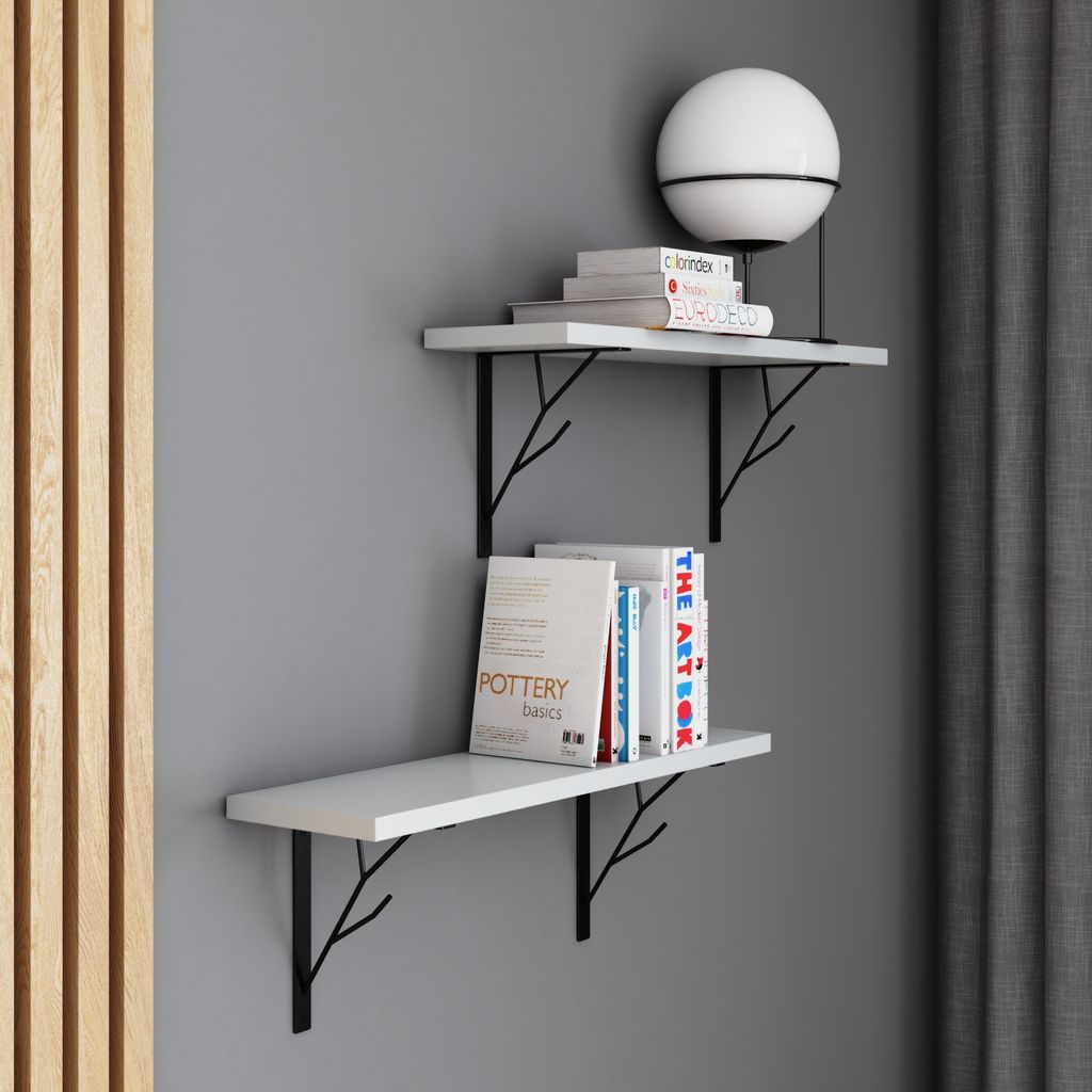 AKKE Hellgrau Hängeregal TREE modern LOFT-style LxB: 80x20 cm