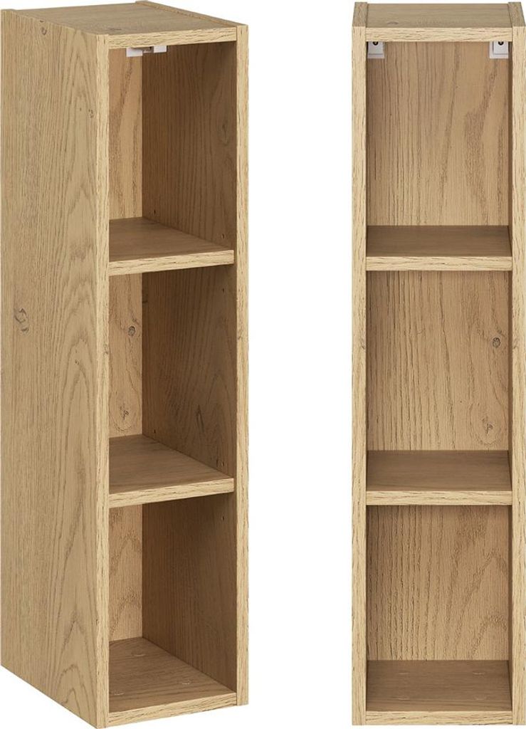 Badezimmer Hängeregal mit 20 cm Breite in Eiche, 3 offene Produktbild 