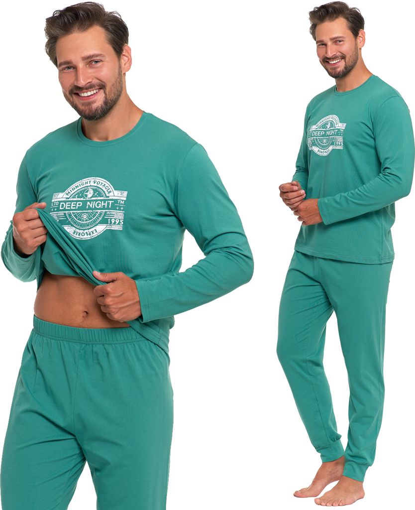 Długa piżama męska Moraj z bawełny 5400-004, zielona, 2XL Zdjęcie produktu