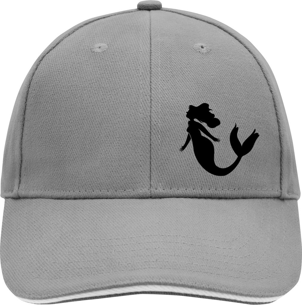 Huuraa Cappy Mütze Meerjungfrau Silhouette Dark Grey/White Baumwolle 6-Panel Kappe Geschenkidee