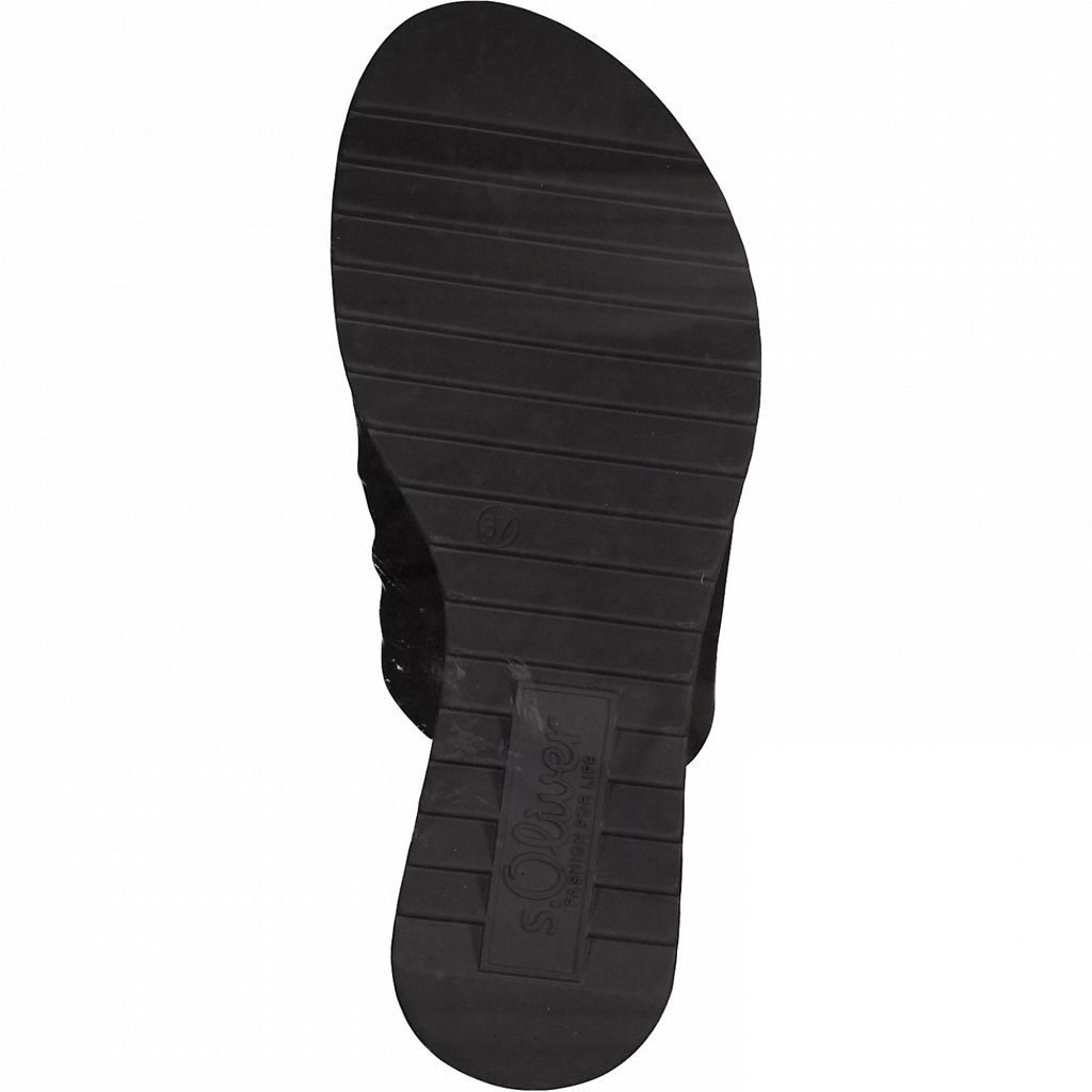 s.Oliver Damen Pantoletten Sandalen Plateau Keilabsatz 5-27209-38, Größe:38 EU, Farbe:Schwarz