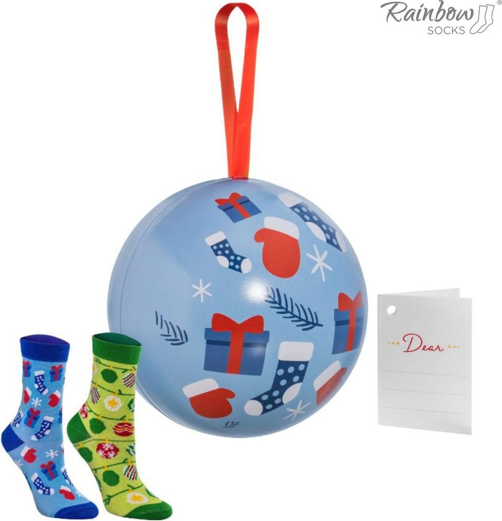 Weihnachtssocken für Kinder in einer Christbaumkugel (EU 24-29)