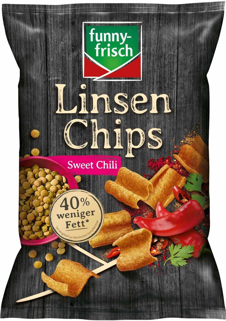 Funny Linsen Chips Sweet Chili (1X90g Packung) Produktbild 