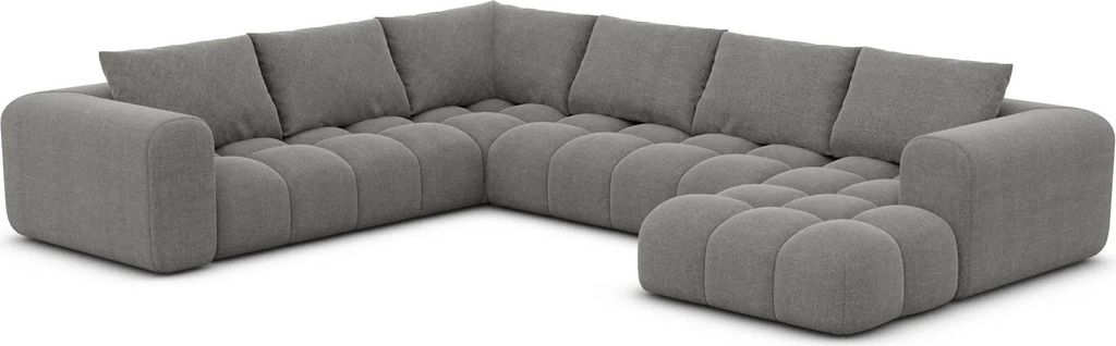Strukturstoff U-Form XXL Wohnlandschaft Lavera Grau Rechts