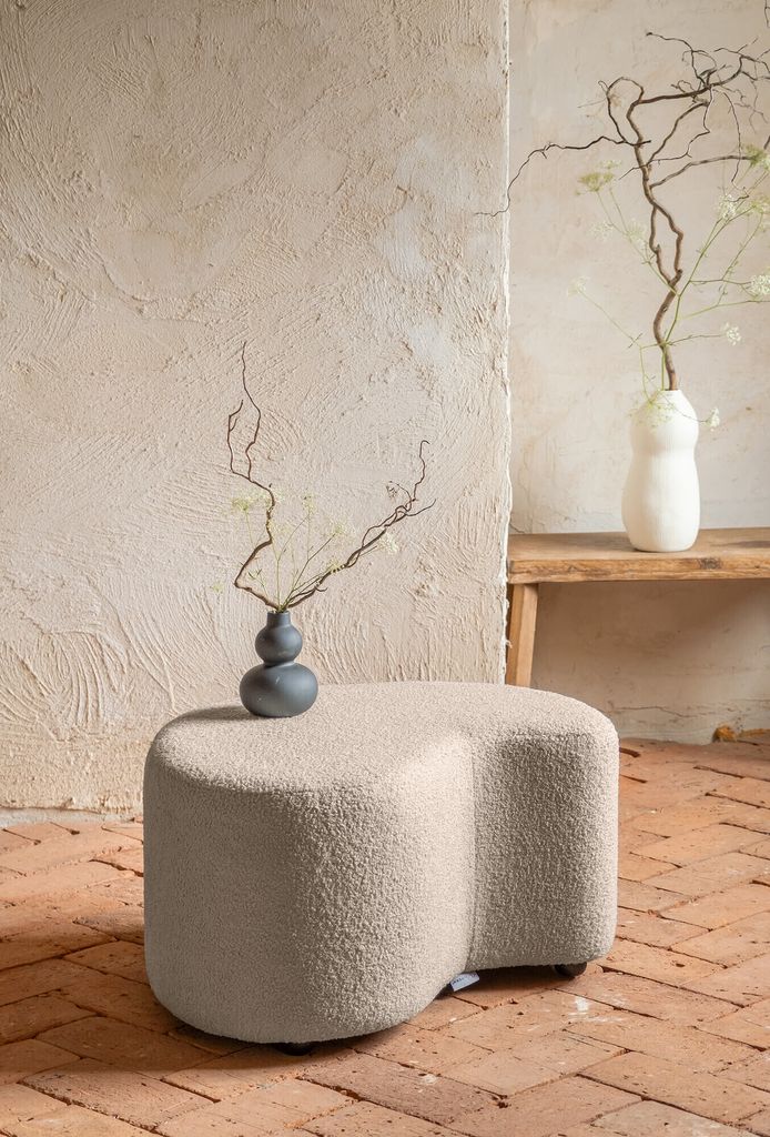 MIUFORM Miuf Pouf - Sitzpouf - 68x64cm - Creme - Fußablage Hocker Sitzhocker