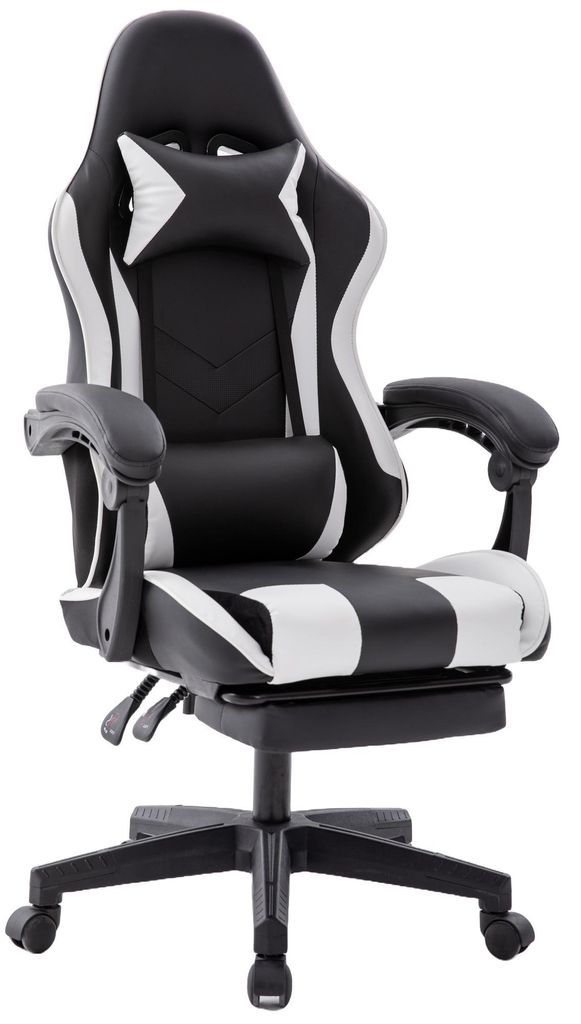 Delman Bürostuhl Gaming Stuhl Gaming Sessel Ergonomischer Gamer Stuhl mit Fußstütze Kopfstütze Gaming Chair 0060WT