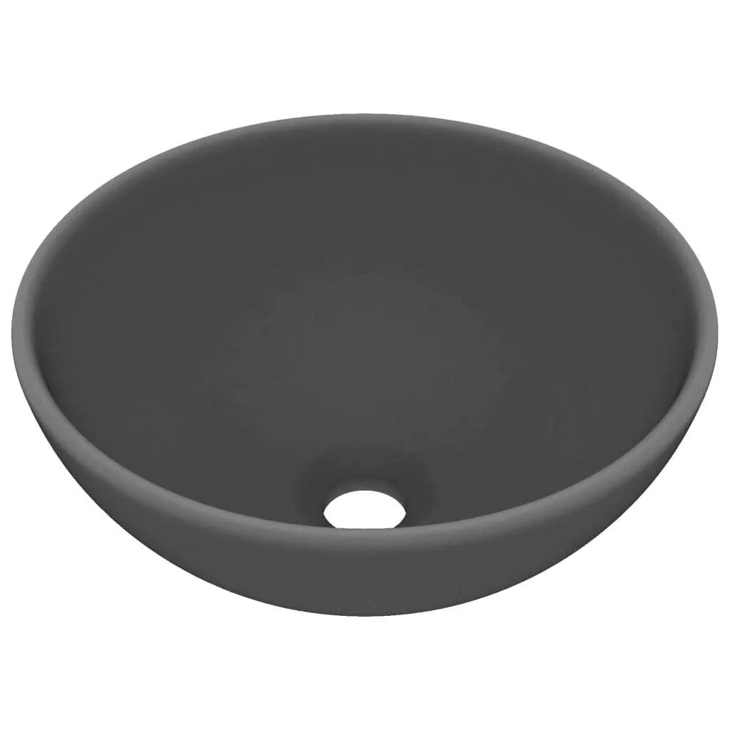 Lavabo Rotondo Grigio Scuro Opaco 32,5x14 cm | Arredo Bagno Moderno