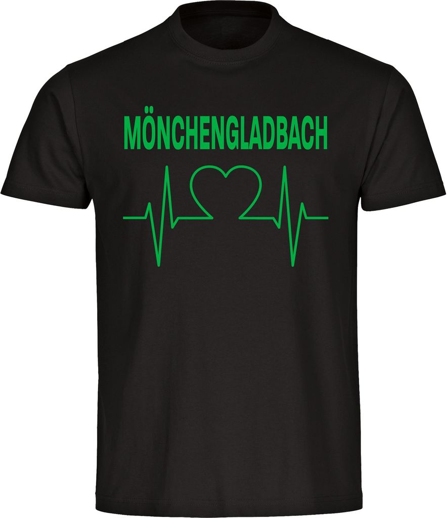 multifanshop Herren T-Shirt - Mönchengladbach - Herzschlag, schwarz, Größe L