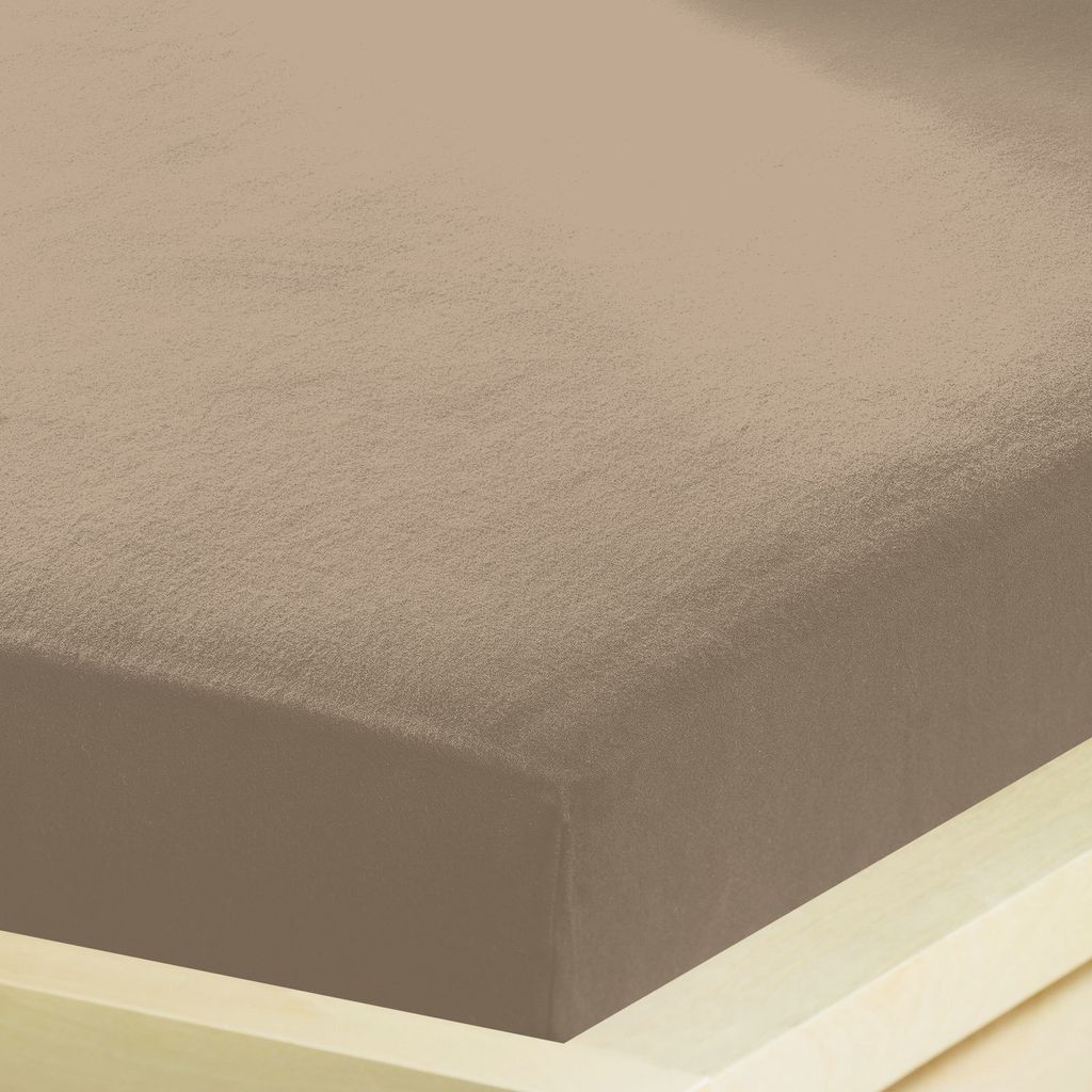 Bettwaren-Shop Feinbiber Spannbettlaken wasserdicht 180x200 - 200x200 cm taupe
