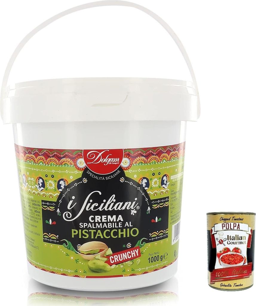 Dolgam Crema Spalmabile Al Pistacchio Con Granella Di Pistacchio, Knusprige Pistazien Streichfähige Creme Pistazien-Streichcreme mit Gehackten. 1k...