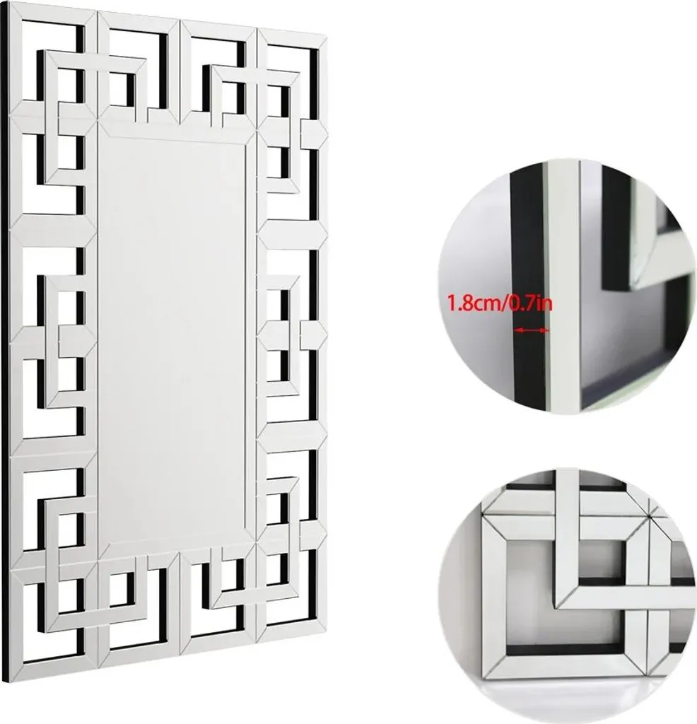 Miroir rectangulaire 100x70cm anti-distorsion pose facile verticale