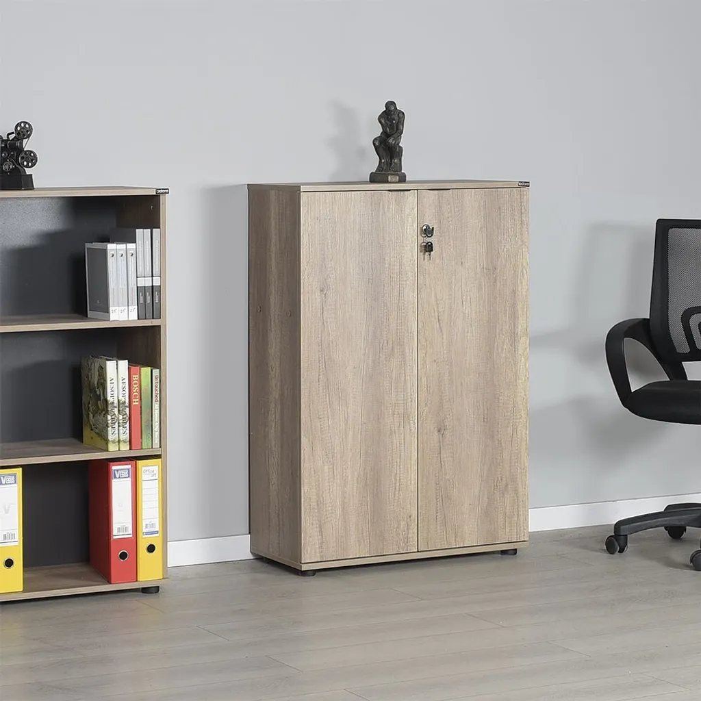 Meuble Bibliothèque en Mélaminé Espagnol Noyer Clair 109 cm de Haut