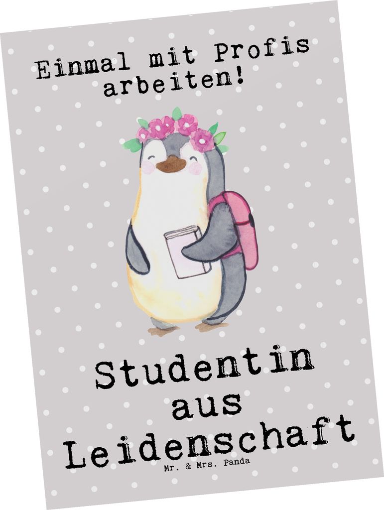 Mr. & Mrs. Panda bildkarte Studentin Leidenschaft - Grau Pastell - Geschenk, Kunstkarten, Postkarte, Grußkarte, Postkarten, Ansichtskarten