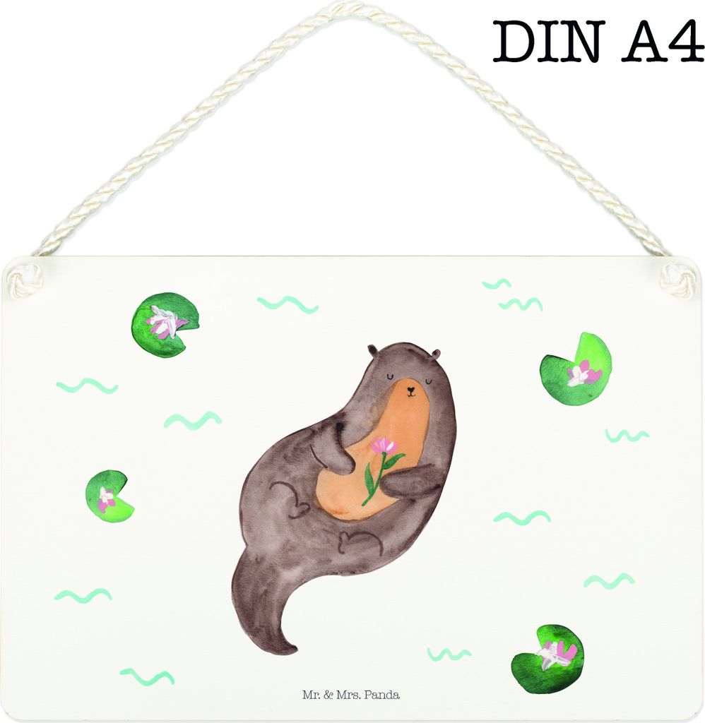 Mr. & Mrs. Panda holzbild Otter Seerose DIN A4 - Weiß - Produktbild 