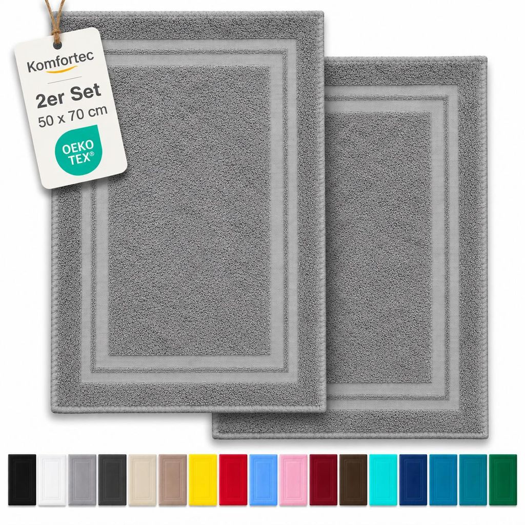 Komfortec Badematte 2er Set 50x70 cm, 100% Baumwolle, 600 Produktbild 