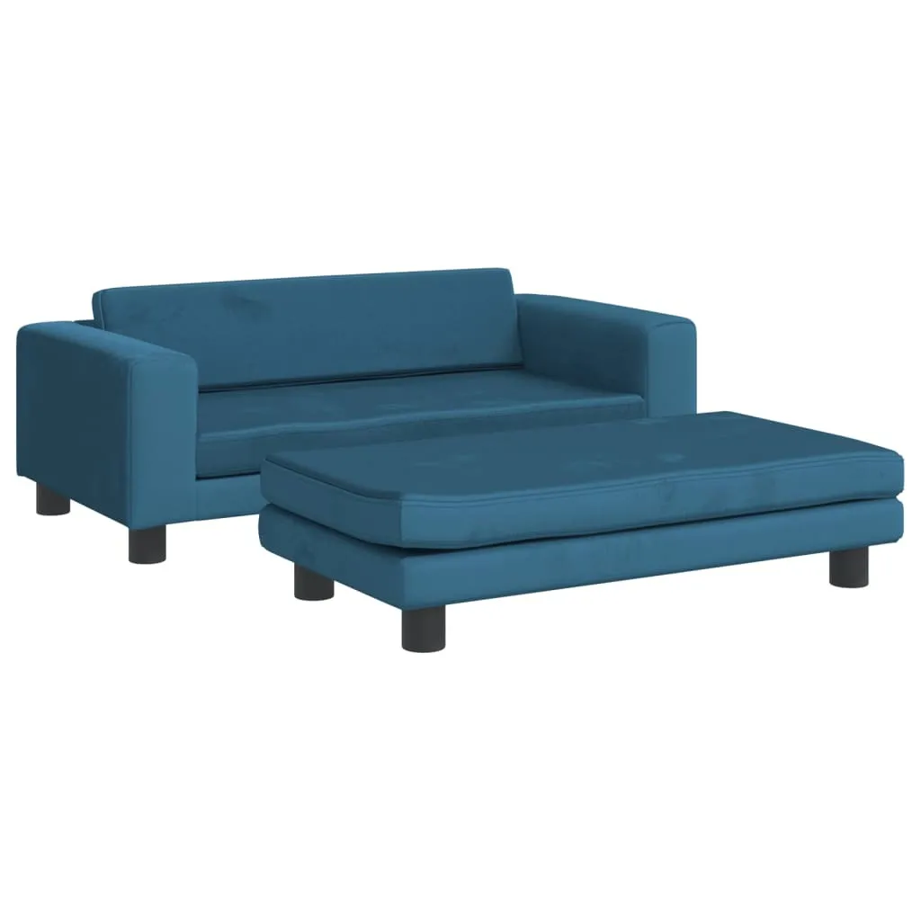Lettino per Cani con Estensione Blu 100x50x30 cm in Velluto di Lusso