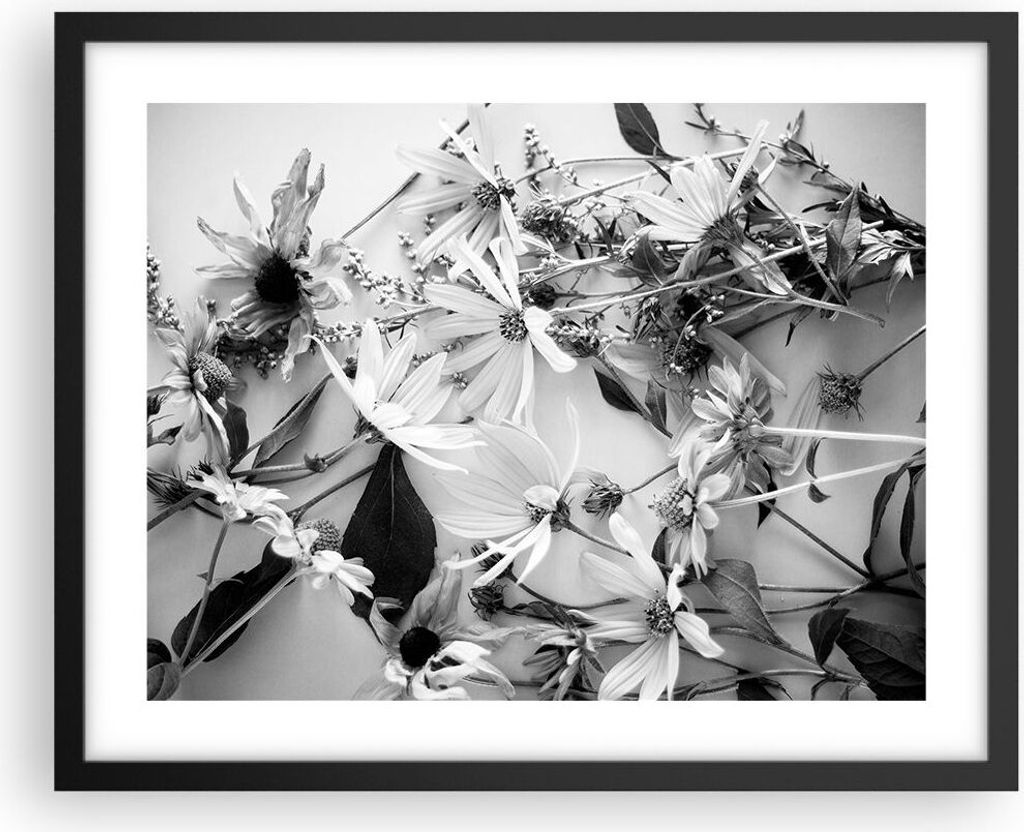 Gerahmtes Poster - Schwarzer Rahmen - Blumen Schwarzweiß Fotografie - 50x40 cm - Wand Bild - Wanddeko - Wandbilder - Kunstposter - Wandposter - Bi...